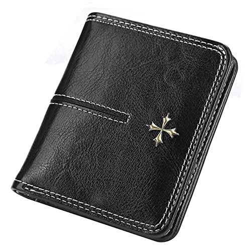 niei Geldbörsen für Damen Slim Women Wallets Mini Card Holder Leather Short Desigh Female Purse Coin Holder Women Wallets (Color : Black) von niei