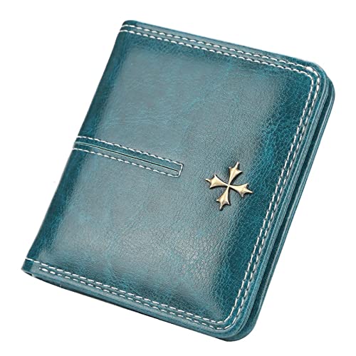 niei Geldbörsen für Damen Slim Women Wallets Mini Card Holder Leather Short Desigh Female Purse Coin Holder Women Wallets (Color : Blue) von niei