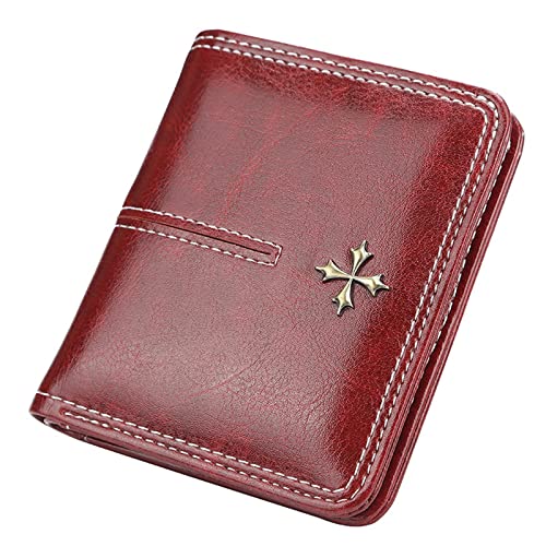 niei Geldbörsen für Damen Slim Women Wallets Mini Card Holder Leather Short Desigh Female Purse Coin Holder Women Wallets (Color : Red) von niei