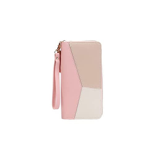 niei Geldbörsen für Damen Zipper Long Wallets Purses Handbags Coin Purse Cards Holder Leather Billfold Wallet (Color : Pink) von niei