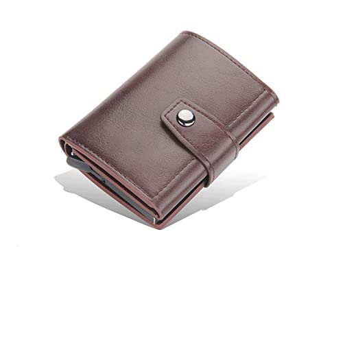 niei Herren Geldbörse Men Card Wallets Free Name Customized Hasp Small Card Wallets Leather Slim Mini Wallet Qaulity Male Purses (Color : Bruin) von niei