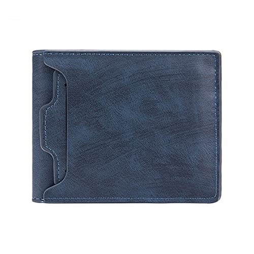 niei Herren Geldbörse Men's Wallet New Short Style Fashion Casual Large-Capacity Multi-Card Slot Draw Card Wallet Card Holder (Color : Blue) von niei