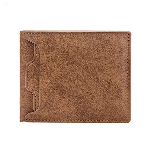 niei Herren Geldbörse Men's Wallet New Short Style Fashion Casual Large-Capacity Multi-Card Slot Draw Card Wallet Card Holder (Color : Light Coffee) von niei