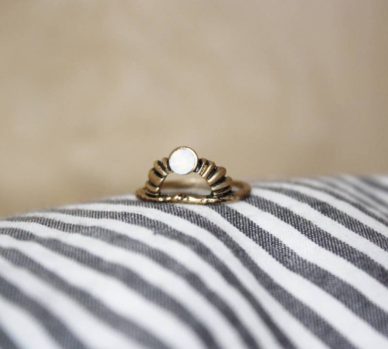 Boho Messing Mondstein - Ring Stack Statement von niemalsmehrohnede
