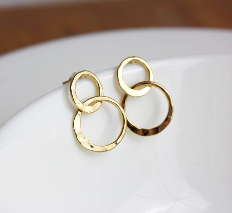 Double Circle - Gold Plated Stud Earrings von niemalsmehrohnede