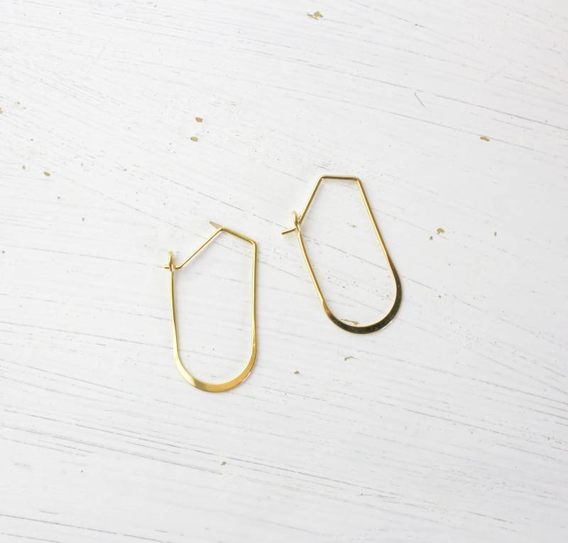 Elegante Minimal Vergoldete Creolen Ohrringe Ohrhänger Geometrisch Hoops Hooks von niemalsmehrohnede