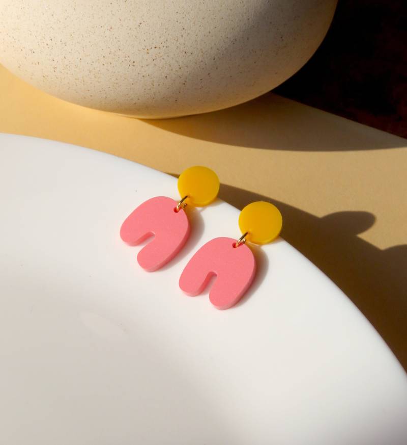 Goldgelb Erdbeer Squishy Arch Bogen Ohrringe von niemalsmehrohnede