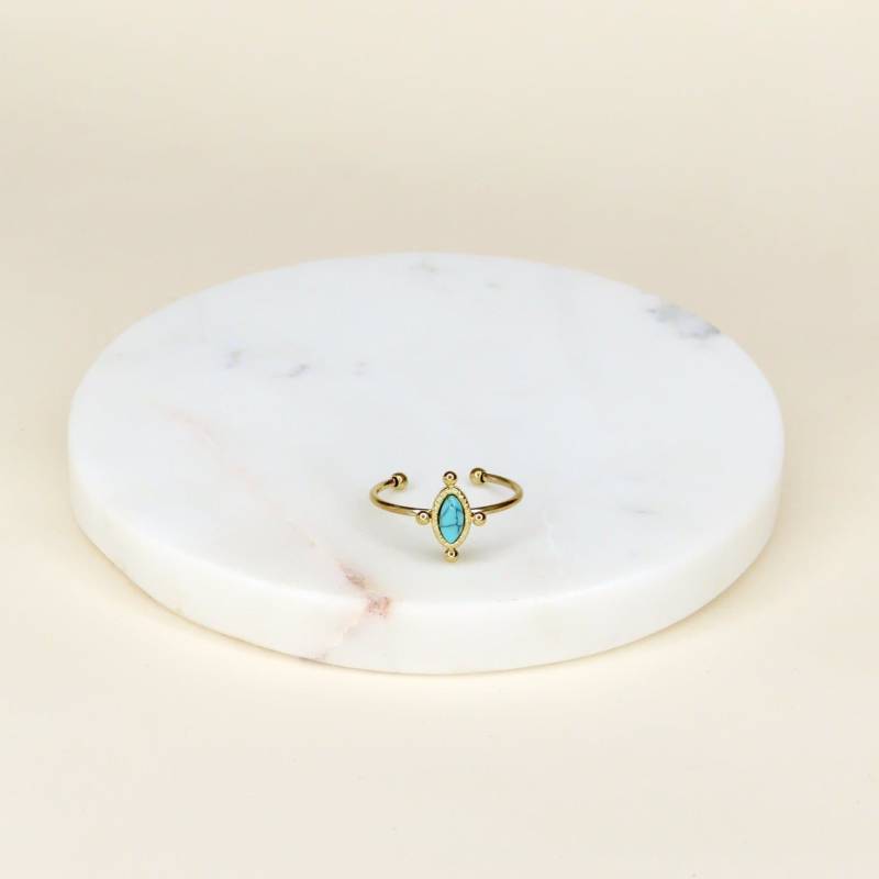 Zarter Messing Ring Mit Türkisem Schmalen Stein von niemalsmehrohnede