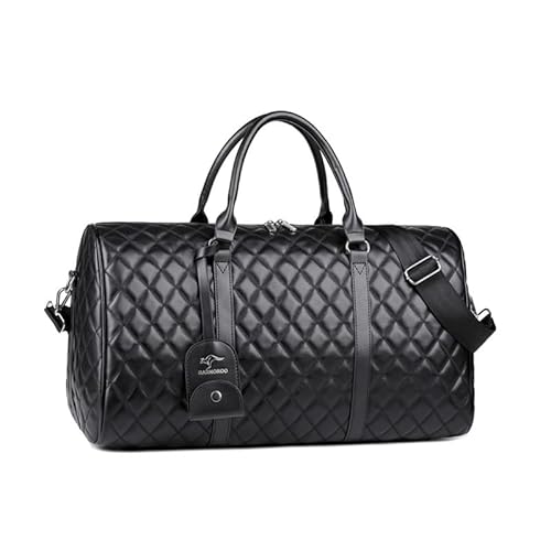 35L Business-Aufbewahrungstasche für Damen und Herren,Nass- und Trockentrennung,große Reisetasche/Handtasche/Boarding-Tasche/Business-Tasche (schwarzes PU-Plaid) von niepan