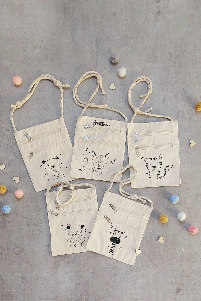 Brustbeutel Personalisierbar - Längenverstellbares Portemonnaie Für Kinder Mit Namen Aus 100% Baumwolle, Perfekt Als Individuelles Geschenk von nifesahandmade