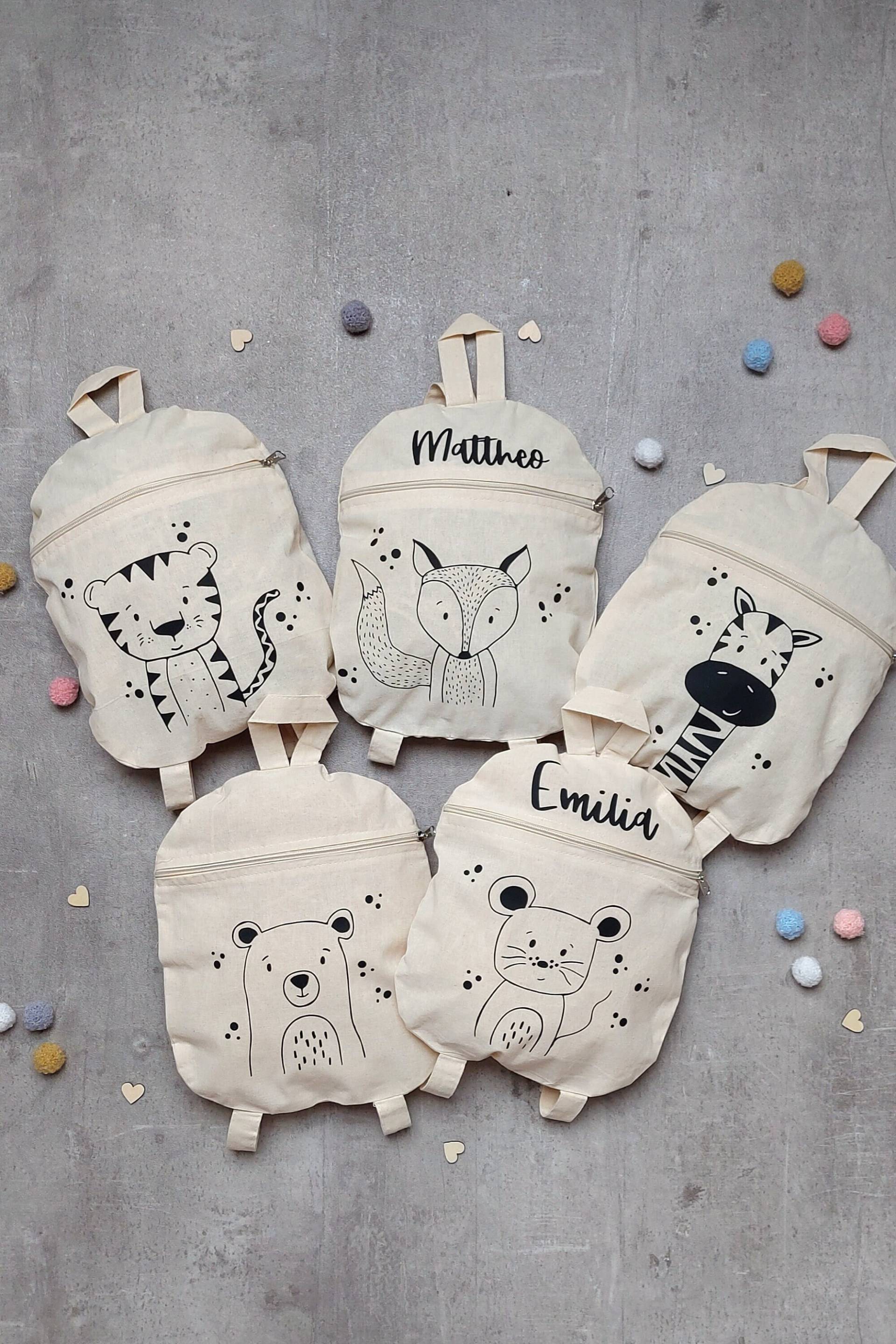 Rucksack Kinder Personalisierbar - Für Mit Namen Und Tiermotiv Aus 100% Baumwolle, Perfekt Als Geschenk Den Kita-start von nifesahandmade