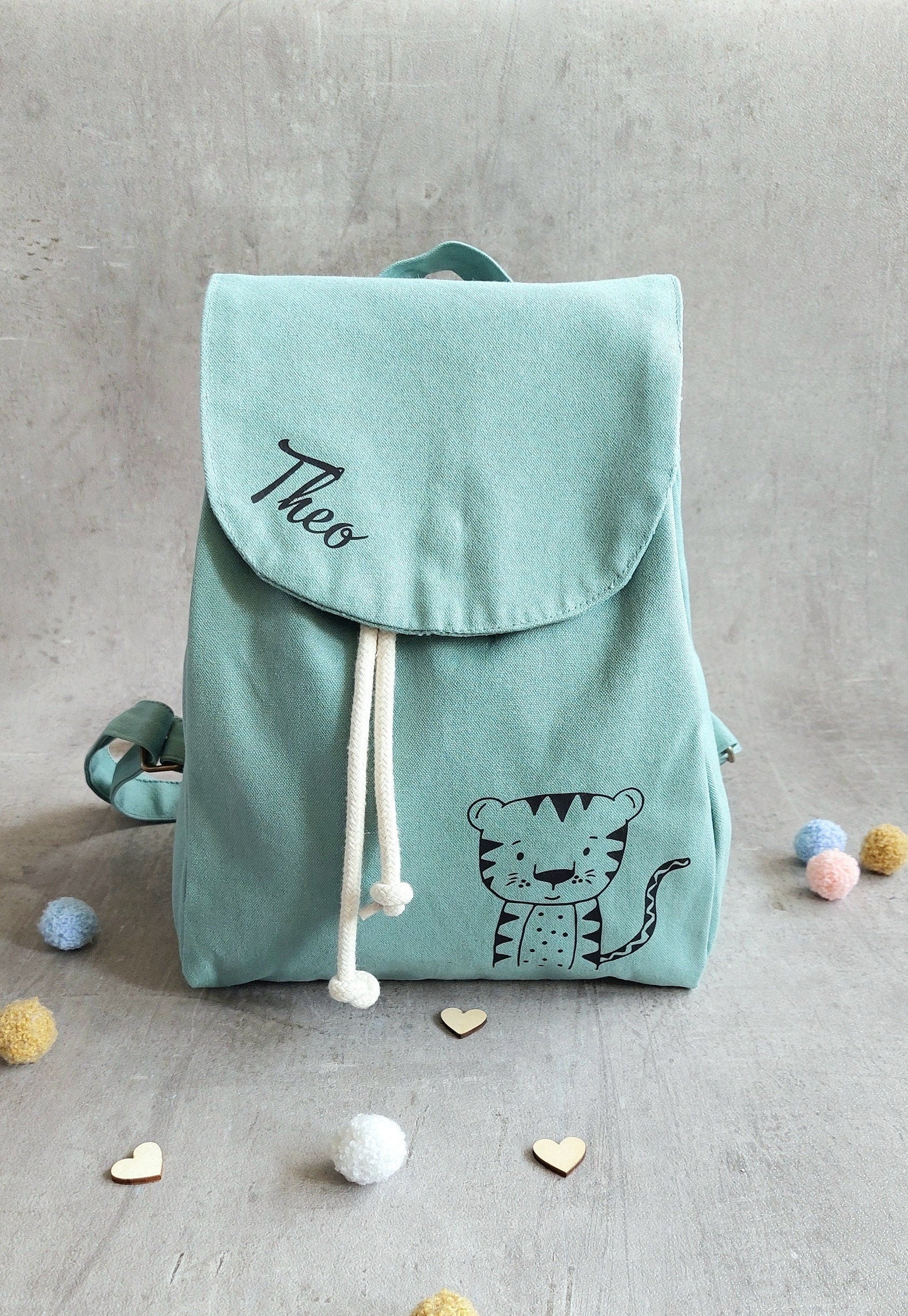 Rucksack Kinder Personalisierbar - Für Mit Namen Und Tiermotiv Aus 100% Baumwolle, Perfekt Als Geschenk Den Kita-start von nifesahandmade