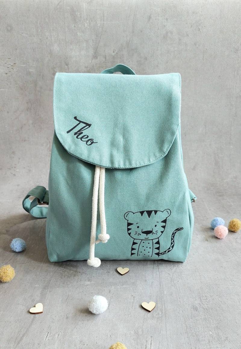 Rucksack Kinder Personalisierbar - Für Mit Namen Und Tiermotiv Aus 100% Baumwolle, Perfekt Als Geschenk Den Kita-start von nifesahandmade