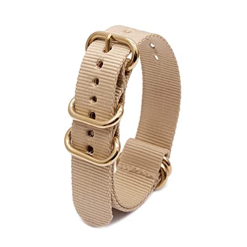 18mm 20mm 22mm 24mm Nato Uhrenarmband Canvas Uhrenarmband Gewebtes Nylon Uhrenarmband Armband mit goldener Schnalle, Beige, 20mm von nihngvjm