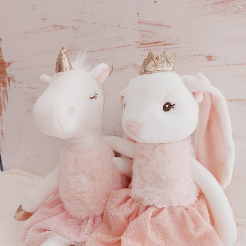 Süßes Kuscheltier Für Mädchen Weihnachtsgeschenk Kinder Weiches Stofftier Geschenk Taufe Ballerina Hase O. Einhorn Limitiert von nillieManufaktur