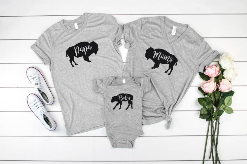 Bison Shirt - Familie Set Buffalo Büffel Mama Papa Familien-Shirt-Set Halloween-Shirt von ninety5prints