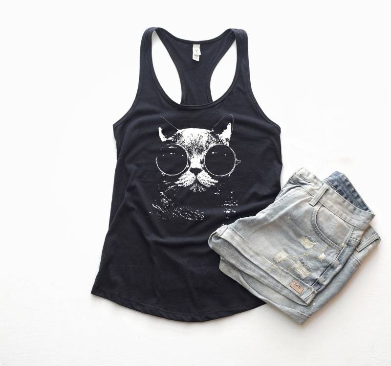 Katze Tank Top | Katzen Shirt - Lustiges Racerback von ninety5prints