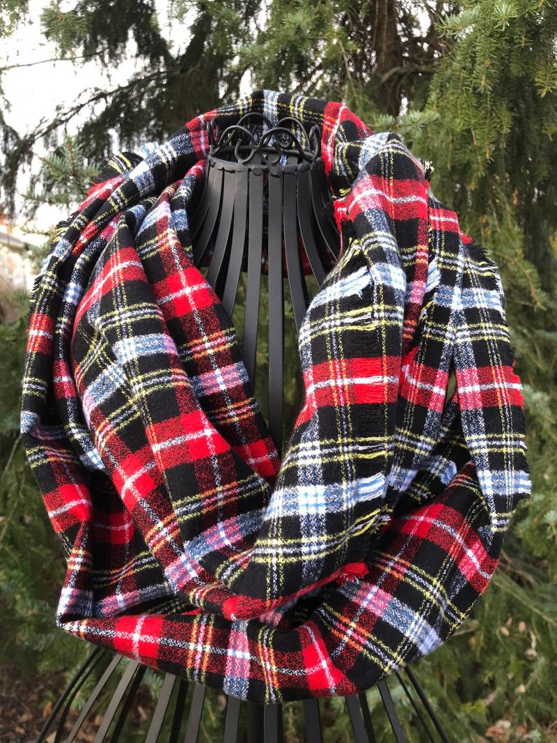 Weihnachtsschal Rot Karierter Schal Damen Und Schwarz Mädchen Flanell Flanellschal von ninislove