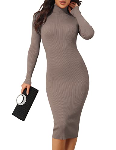 ninovino Damen Rollkragenkleid Rippstrick Langarm Slim Fit Sweater Kleid - - Mittel von ninovino