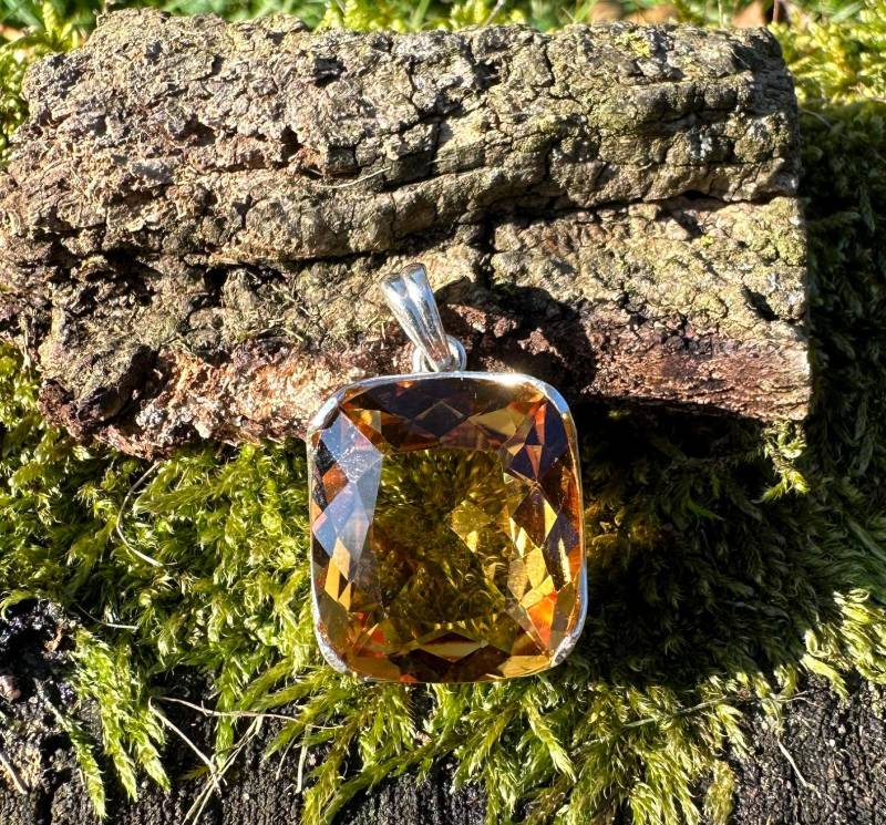 Citrin Anhänger Im Kissenschliff Sterling Silber Halskette, November Geburtsstein von nirvanagemstones