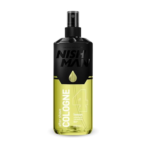 NISHMAN Aftershave Cologne 04 - Lemon 400ml – Erfrischende Aftershave Sprüh-Lotion für Herren – Duft von Traditioneller Zitrone, Eukalyptus, Rose, Moschus – Herren Aftershave Kölnisch Wasser von nishman