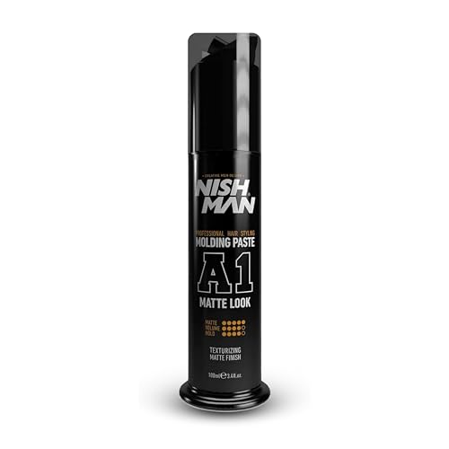 NISHMAN Hair Styling Molding Paste A1 - Matte Look 100ml - Starker Halt, Mattes Finish und Lang anhaltendes Styling für Männer – Professionelles Haarwachs für Volumen und Textur von nishman
