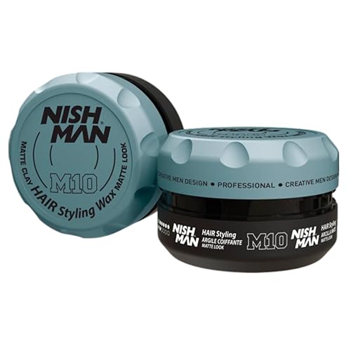 NISHMAN M10 Haarstyling-Wachs - Matte Clay Matte Look 150g - Mattes Finish, Starker Halt, Verleiht Textur - Perfekt für Kurzes bis Mittellanges Haar von nishman