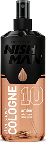 Nish Man Eau de Cologne Aftershave Cologne - 10 Amber Edition, 400 ml Sprühflasche, hergestellt von Nishman, inklusive Foicy Verpackung von nishman