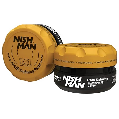 NISHMAN M1 Haardefinierende Paste Wax - Matte Paste Argan 100g - Mattes Finish, Starker Halt, Verleiht Volumen & Textur - Perfekt für Kurzes bis Mittellanges Haar von nishman
