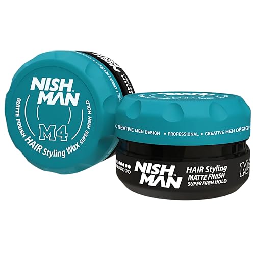 NISHMAN M4 Haarstyling-Wachs - Matte Finish Super High Hold 100g - Ultra Hartes Mattes Wachs, Verleiht dem Haar Volumen von nishman