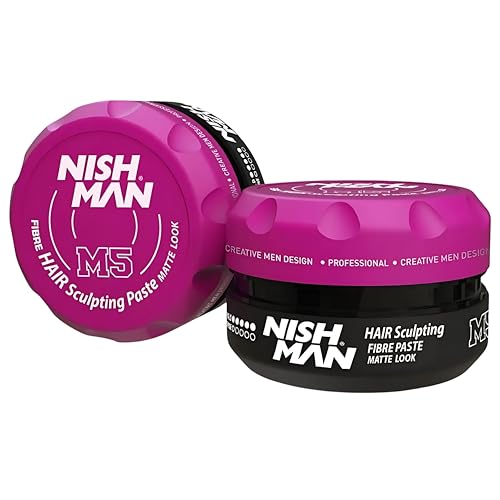 NISHMAN M5 Haarformende Paste Wax - Fibre Paste Matte Look 100g - Mattes Finish, Ultra Starker Halt, Verleiht dem Haar Volumen von nishman
