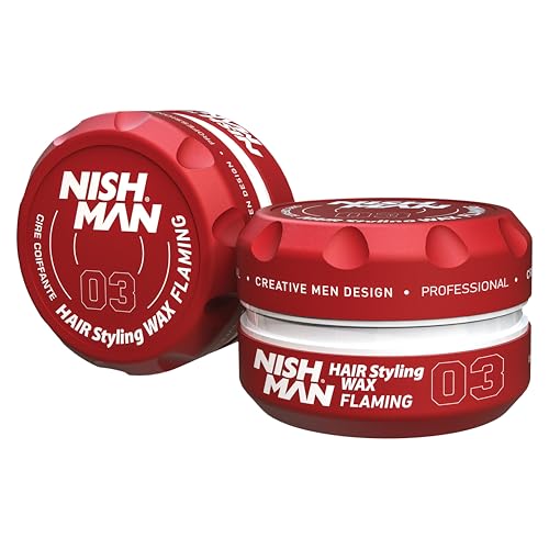 NISHMAN Haarstyling Wachs Für Männer 03 – Flaming 150g – Mango-Duft – Natürlicher Glanz-Look – Starker Halt – Herren Haar-Gel Aqua Wachs – Langanhaltende Kontrolle und Definition von nishman