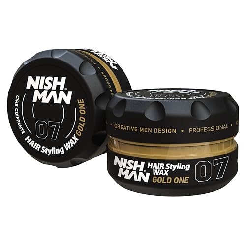 NISHMAN Haarstyling Wachs Für Männer 07 – Gold One 150g – Gold-One Duft – Natürlicher Glanz-Look – Starker Halt – Herren Haar-Gel Aqua Wachs – Langanhaltende Kontrolle und Definition von nishman