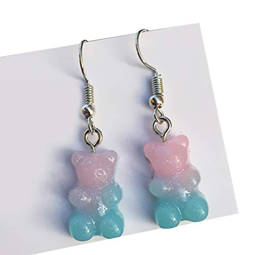 niumanery 1 Pair Fashion Lovely Candy Color Cartoon Gummy Bear Resin Dangle Drop Earrings 2# von niumanery