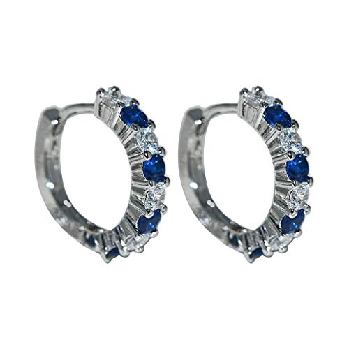 niumanery 925 Sterling Silber Hoop Earrings Blue Sapphire and White Strass for Women, Material: 925er Sterlingsilber von niumanery