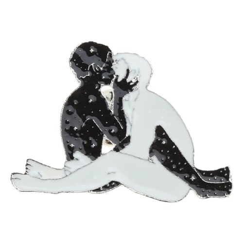 niumanery Man and Man Kissing Pins Embrace Gay Love Brooch White Black Men Lover Badges von niumanery