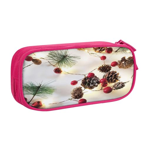 njkhbolk Tragbare Weihnachtsgirlande mit Lichtern, Schreibwaren-Organizer, großes Fassungsvermögen, doppellagiges Federmäppchen mit Reißverschluss von njkhbolk