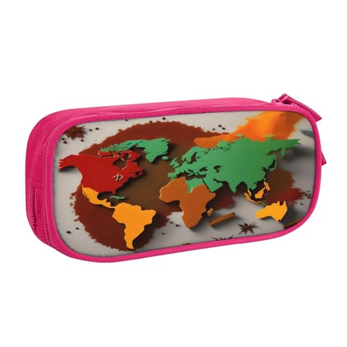 njkhbolk Tragbare Weltkarte aus Gewürz-Druck, Schreibwaren-Organizer, großes Fassungsvermögen, doppellagiges Federmäppchen mit Reißverschluss njkhbolk Tragbare Weltkarte aus Gewürz-Druck, Schreibwaren-Organizer, großes Fassungsvermögen, doppellagiges Federmäppchen mit Reißverschluss von njkhbolk