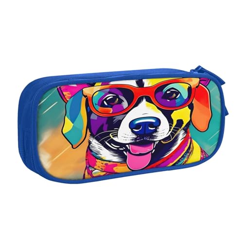 njkhbolk Tragbarer, lustiger Schreibtisch-Organizer mit Hunde-Aufdruck, großes Fassungsvermögen, doppellagiges Federmäppchen mit Reißverschluss von njkhbolk