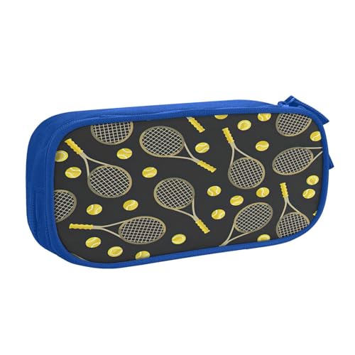 njkhbolk Tragbarer, lustiger Tennisschläger und Tennisbälle, Schreibwaren-Organizer, großes Fassungsvermögen, doppellagiges Federmäppchen mit Reißverschluss von njkhbolk