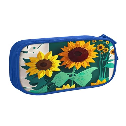 njkhbolk Tragbarer Briefpapier-Organizer mit Sonnenblumen-Motiv, großes Fassungsvermögen, doppellagiges Federmäppchen mit Reißverschluss von njkhbolk