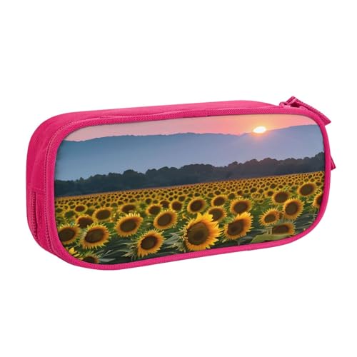 njkhbolk Tragbarer Briefpapier-Organizer mit Sonnenblumen-Motiv, großes Fassungsvermögen, doppellagiges Federmäppchen mit Reißverschluss von njkhbolk