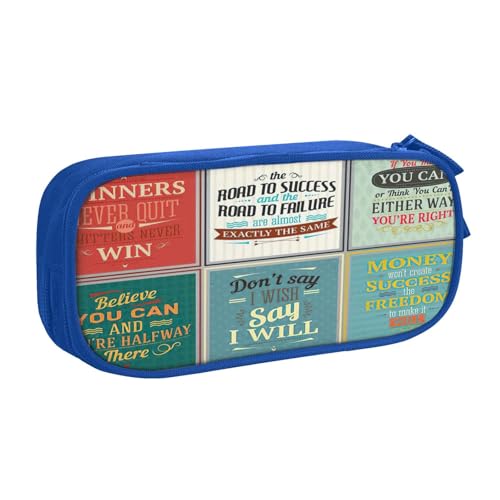 njkhbolk Tragbarer Briefpapier-Organizer mit Sprüchen, großes Fassungsvermögen, doppellagiges Federmäppchen mit Reißverschluss von njkhbolk