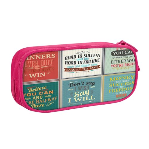 njkhbolk Tragbarer Briefpapier-Organizer mit Sprüchen, großes Fassungsvermögen, doppellagiges Federmäppchen mit Reißverschluss von njkhbolk