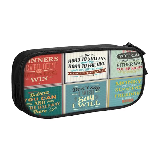 njkhbolk Tragbarer Briefpapier-Organizer mit Sprüchen, großes Fassungsvermögen, doppellagiges Federmäppchen mit Reißverschluss von njkhbolk