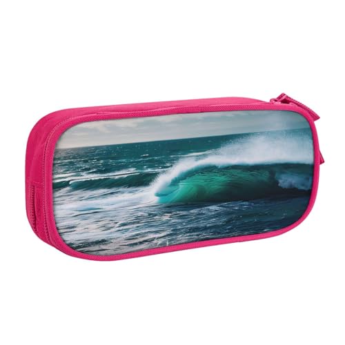 njkhbolk Tragbarer Schreibwaren-Organizer mit Meerwasserdruck, großes Fassungsvermögen, doppellagiges Federmäppchen mit Reißverschluss von njkhbolk