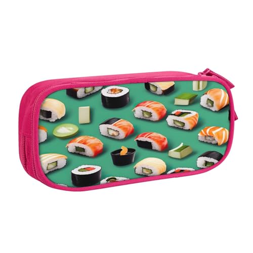 njkhbolk Tragbarer Sushi-Organizer mit Lebensmittelaufdruck, großes Fassungsvermögen, doppellagiges Federmäppchen mit Reißverschluss von njkhbolk