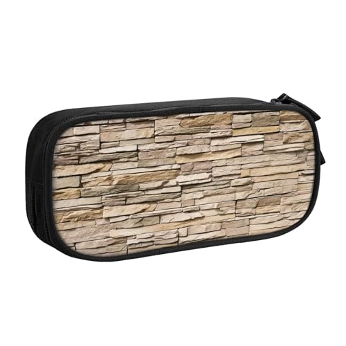 njkhbolk Tragbares, rustikales Federmäppchen mit Ziegelstein-Motiv, großes Fassungsvermögen, doppelschichtiges Reißverschluss-Federmäppchen von njkhbolk