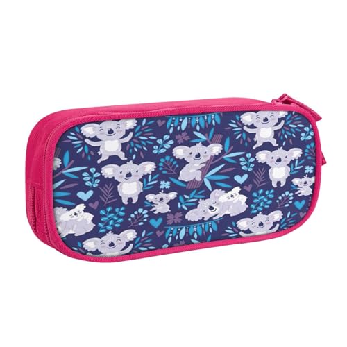 njkhbolk Tragbares, schönes Federmäppchen mit Koala-Druck, großes Fassungsvermögen, doppellagiges Federmäppchen mit Reißverschluss von njkhbolk
