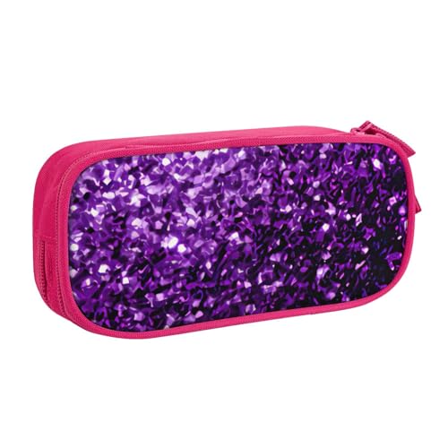 njkhbolk Tragbares, schönes Federmäppchen mit violettem Glitzer-Aufdruck, großes Fassungsvermögen, doppellagiges Federmäppchen mit Reißverschluss njkhbolk Tragbares, schönes Federmäppchen mit violettem Glitzer-Aufdruck, großes Fassungsvermögen, doppellagiges Federmäppchen mit Reißverschluss von njkhbolk
